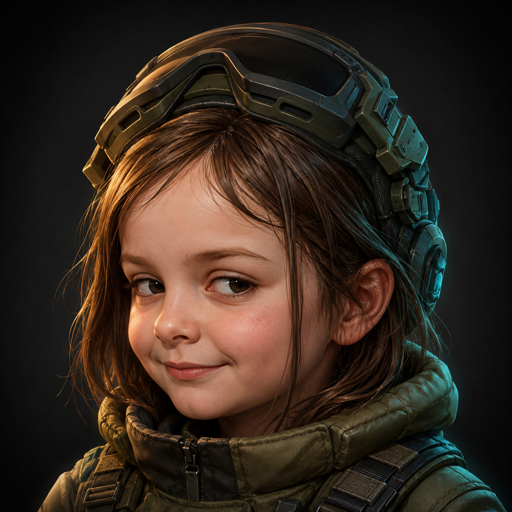 Disaster Girl in tactical gear with a calm half-smile