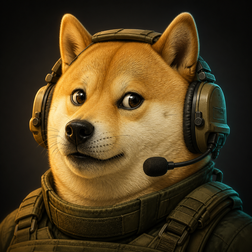 Doge, a Shiba Inu wearing tactical armor and a comms headset