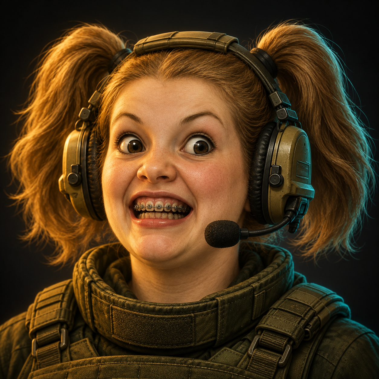 Ermahgerd Girl looking excited in tactical gear