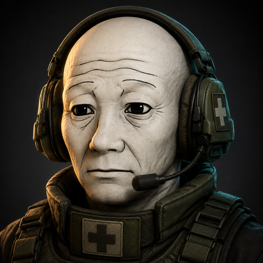 Wojak wearing a headset and a weary expression